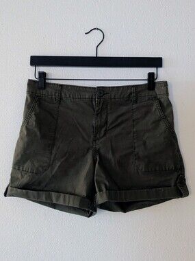 Social Standard Mid-rise Roll-Cuff Utility Shorts - Olive Green Women's Small